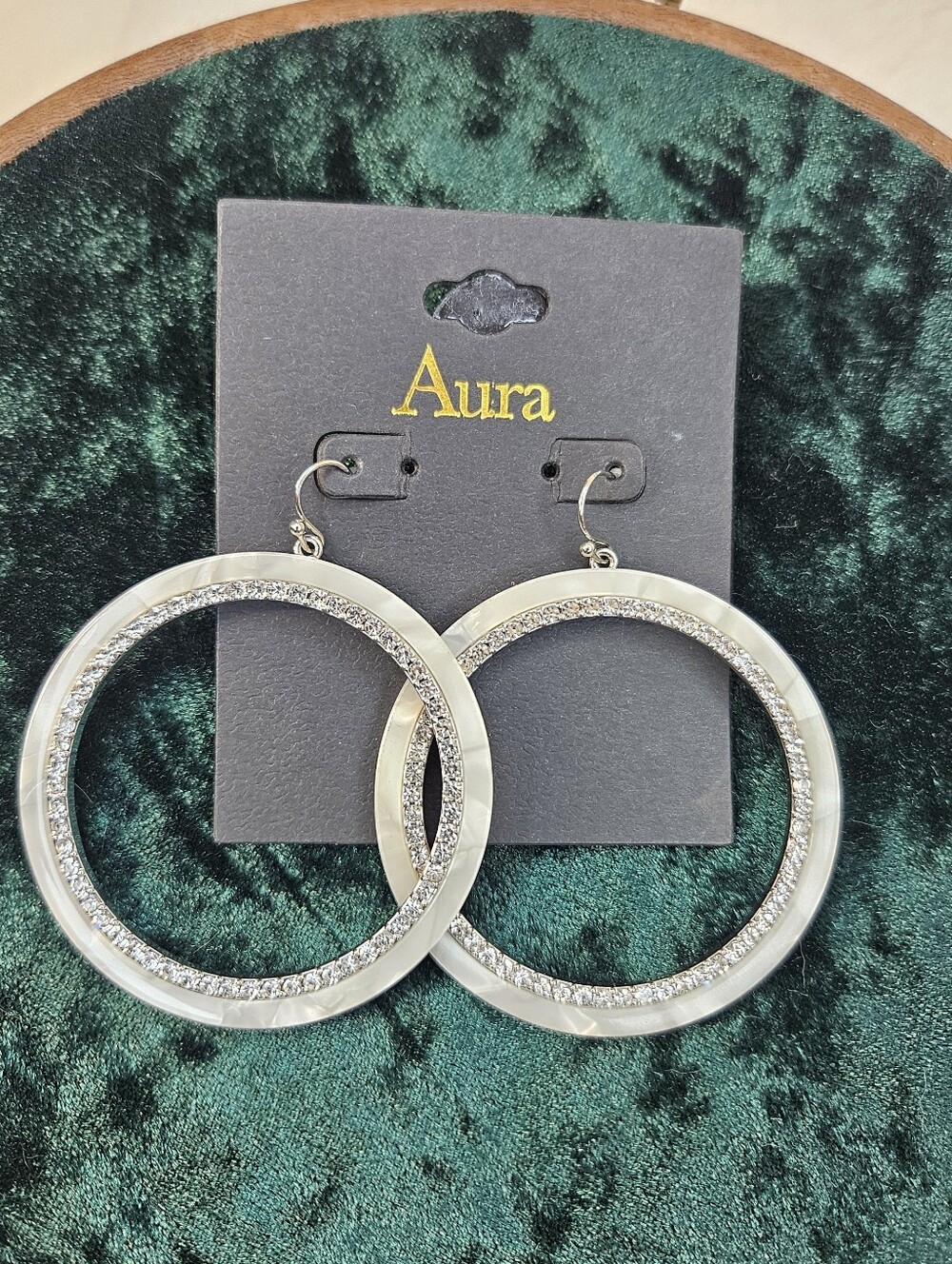 Aura Silver and Crystal Double Hoop Earrings